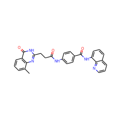 Cc1cccc2c(=O)[nH]c(CCC(=O)Nc3ccc(C(=O)Nc4cccc5cccnc45)cc3)nc12 ZINC000584905663