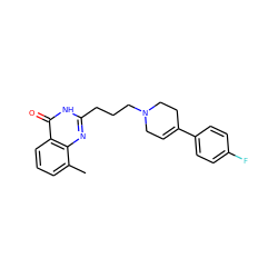 Cc1cccc2c(=O)[nH]c(CCCN3CC=C(c4ccc(F)cc4)CC3)nc12 ZINC000005892749