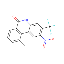 Cc1cccc2c(=O)[nH]c3cc(C(F)(F)F)c([N+](=O)[O-])cc3c12 ZINC000029412207