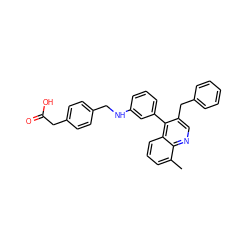 Cc1cccc2c(-c3cccc(NCc4ccc(CC(=O)O)cc4)c3)c(Cc3ccccc3)cnc12 ZINC000014972537