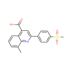 Cc1cccc2c(C(=O)O)cc(-c3ccc(S(C)(=O)=O)cc3)nc12 ZINC000045245434