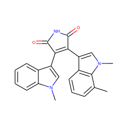 Cc1cccc2c(C3=C(c4cn(C)c5ccccc45)C(=O)NC3=O)cn(C)c12 ZINC000013447788