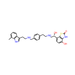 Cc1cccc2c(CCNCc3ccc(CCNC[C@H](O)c4ccc(O)c5[nH]c(=O)sc45)cc3)c[nH]c12 ZINC000073197769