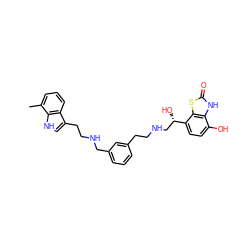 Cc1cccc2c(CCNCc3cccc(CCNC[C@H](O)c4ccc(O)c5[nH]c(=O)sc45)c3)c[nH]c12 ZINC000073199388