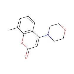 Cc1cccc2c(N3CCOCC3)cc(=O)oc12 ZINC000013608108