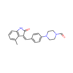 Cc1cccc2c1/C(=C/c1ccc(N3CCN(C=O)CC3)cc1)C(=O)N2 ZINC000013780151