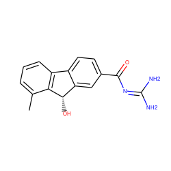 Cc1cccc2c1[C@@H](O)c1cc(C(=O)N=C(N)N)ccc1-2 ZINC000299839693