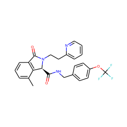 Cc1cccc2c1[C@H](C(=O)NCc1ccc(OC(F)(F)F)cc1)N(CCc1ccccn1)C2=O ZINC000068196746