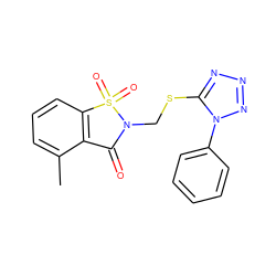 Cc1cccc2c1C(=O)N(CSc1nnnn1-c1ccccc1)S2(=O)=O ZINC000000592181