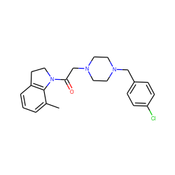 Cc1cccc2c1N(C(=O)CN1CCN(Cc3ccc(Cl)cc3)CC1)CC2 ZINC000022941247