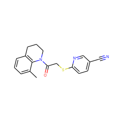 Cc1cccc2c1N(C(=O)CSc1ccc(C#N)cn1)CCC2 ZINC000138900521