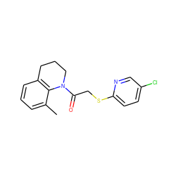 Cc1cccc2c1N(C(=O)CSc1ccc(Cl)cn1)CCC2 ZINC000113622755