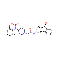 Cc1cccc2c1N(C1CCN(CC(=O)Nc3ccc4c(c3)-c3ccccc3[C@@H]4O)CC1)C(=O)OC2 ZINC000013612821