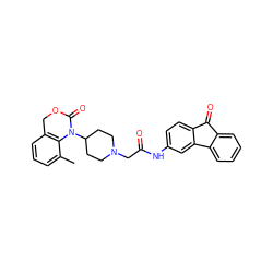 Cc1cccc2c1N(C1CCN(CC(=O)Nc3ccc4c(c3)-c3ccccc3C4=O)CC1)C(=O)OC2 ZINC000003818349