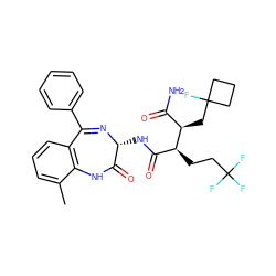 Cc1cccc2c1NC(=O)[C@@H](NC(=O)[C@H](CCC(F)(F)F)[C@H](CC1(F)CCC1)C(N)=O)N=C2c1ccccc1 ZINC000205762004