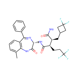 Cc1cccc2c1NC(=O)[C@@H](NC(=O)[C@H](CCC(F)(F)F)[C@H](CC1CC(F)(F)C1)C(N)=O)N=C2c1ccccc1 ZINC000207703348