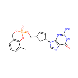 Cc1cccc2c1O[P@](=O)(OC[C@@H]1C=C[C@H](n3cnc4c(=O)[nH]c(N)nc43)C1)OC2 ZINC000013561140