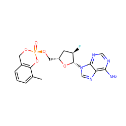 Cc1cccc2c1O[P@](=O)(OC[C@@H]1C[C@@H](F)[C@H](n3cnc4c(N)ncnc43)O1)OC2 ZINC000013561146