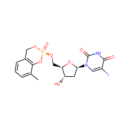 Cc1cccc2c1O[P@](=O)(OC[C@H]1O[C@@H](n3cc(I)c(=O)[nH]c3=O)C[C@@H]1O)OC2 ZINC000095558694