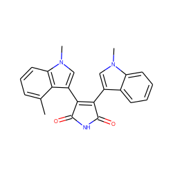 Cc1cccc2c1c(C1=C(c3cn(C)c4ccccc34)C(=O)NC1=O)cn2C ZINC000013447803