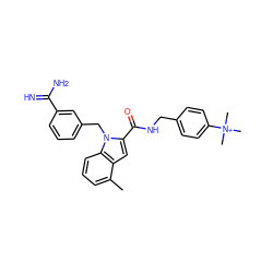 Cc1cccc2c1cc(C(=O)NCc1ccc([N+](C)(C)C)cc1)n2Cc1cccc(C(=N)N)c1 ZINC000001490439