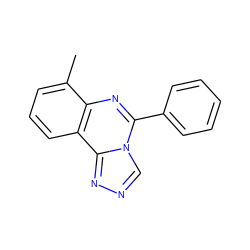 Cc1cccc2c1nc(-c1ccccc1)n1cnnc21 ZINC000000421169