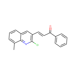 Cc1cccc2cc(/C=C/C(=O)c3ccccc3)c(Cl)nc12 ZINC000004350125