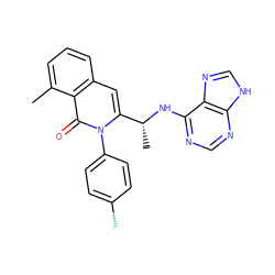 Cc1cccc2cc([C@@H](C)Nc3ncnc4[nH]cnc34)n(-c3ccc(F)cc3)c(=O)c12 ZINC000088346069