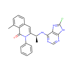 Cc1cccc2cc([C@H](C)Nc3ncnc4[nH]c(Cl)nc34)n(-c3ccccc3)c(=O)c12 ZINC000088345856