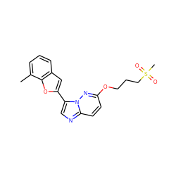 Cc1cccc2cc(-c3cnc4ccc(OCCCS(C)(=O)=O)nn34)oc12 ZINC000205063318