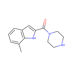 Cc1cccc2cc(C(=O)N3CCNCC3)[nH]c12 ZINC000082244748