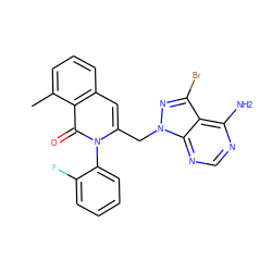 Cc1cccc2cc(Cn3nc(Br)c4c(N)ncnc43)n(-c3ccccc3F)c(=O)c12 ZINC000088345881