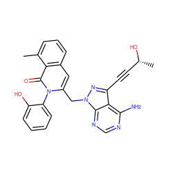 Cc1cccc2cc(Cn3nc(C#C[C@@H](C)O)c4c(N)ncnc43)n(-c3ccccc3O)c(=O)c12 ZINC000088345985