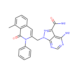 Cc1cccc2cc(Cn3nc(C(N)=O)c4c(N)ncnc43)n(-c3ccccc3)c(=O)c12 ZINC000088346004