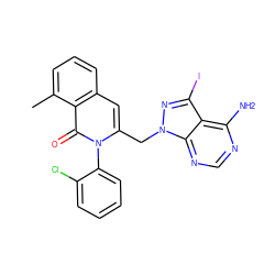 Cc1cccc2cc(Cn3nc(I)c4c(N)ncnc43)n(-c3ccccc3Cl)c(=O)c12 ZINC000088345898