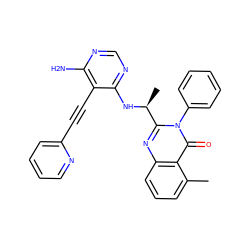 Cc1cccc2nc([C@H](C)Nc3ncnc(N)c3C#Cc3ccccn3)n(-c3ccccc3)c(=O)c12 ZINC000209619810