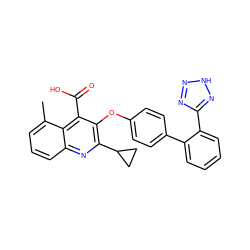 Cc1cccc2nc(C3CC3)c(Oc3ccc(-c4ccccc4-c4nn[nH]n4)cc3)c(C(=O)O)c12 ZINC000026146513