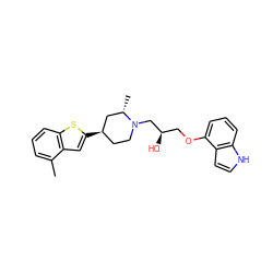 Cc1cccc2sc([C@@H]3CCN(C[C@H](O)COc4cccc5[nH]ccc45)[C@@H](C)C3)cc12 ZINC000013535676