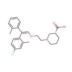 Cc1ccccc1/C(=C/OCCN1CCC[C@@H](C(=O)O)C1)c1ccc(F)cc1C ZINC000003778940