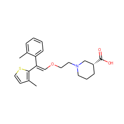 Cc1ccccc1/C(=C\OCCN1CCC[C@@H](C(=O)O)C1)c1sccc1C ZINC000013800069