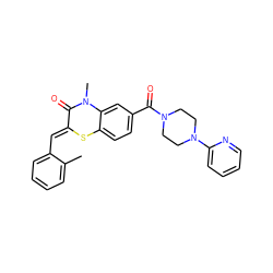 Cc1ccccc1/C=C1\Sc2ccc(C(=O)N3CCN(c4ccccn4)CC3)cc2N(C)C1=O ZINC000015935293