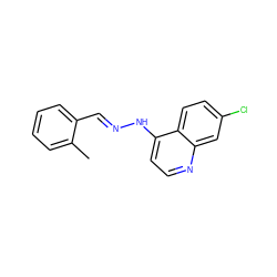 Cc1ccccc1/C=N/Nc1ccnc2cc(Cl)ccc12 ZINC000005694450