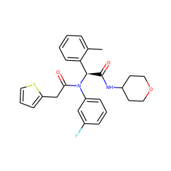 Cc1ccccc1[C@@H](C(=O)NC1CCOCC1)N(C(=O)Cc1cccs1)c1cccc(F)c1 ZINC000095572816