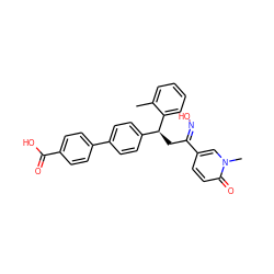 Cc1ccccc1[C@@H](C/C(=N\O)c1ccc(=O)n(C)c1)c1ccc(-c2ccc(C(=O)O)cc2)cc1 ZINC000096273718