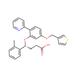 Cc1ccccc1[C@@H](CCC(=O)O)Oc1cc(OCc2ccsc2)ccc1-c1ccccn1 ZINC000013780333