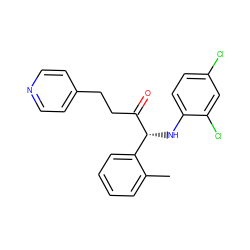 Cc1ccccc1[C@@H](Nc1ccc(Cl)cc1Cl)C(=O)CCc1ccncc1 ZINC000052595102