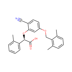 Cc1ccccc1[C@@H](Oc1cc(OCc2c(C)cccc2C)ccc1C#N)C(=O)O ZINC000013558033