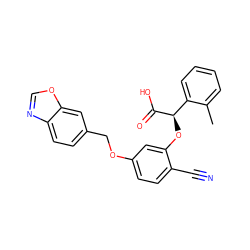 Cc1ccccc1[C@@H](Oc1cc(OCc2ccc3ncoc3c2)ccc1C#N)C(=O)O ZINC000013558067