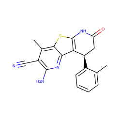 Cc1ccccc1[C@@H]1CC(=O)Nc2sc3c(C)c(C#N)c(N)nc3c21 ZINC000020347569