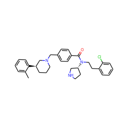 Cc1ccccc1[C@@H]1CCCN(Cc2ccc(C(=O)N(CCc3ccccc3Cl)[C@@H]3CCNC3)cc2)C1 ZINC000028823657